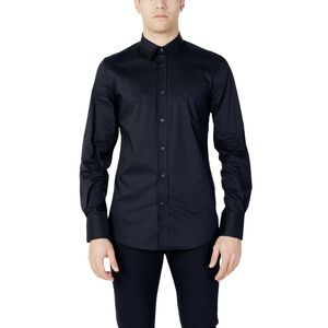 Antony Morato Blue Plain Slim Fit Long Sleeve Shirt with Button Fastening